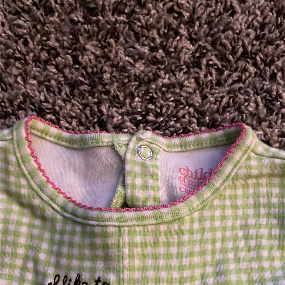 Child of Mine Green Gingham Baby Dress with Flower - Picture 7 of 10